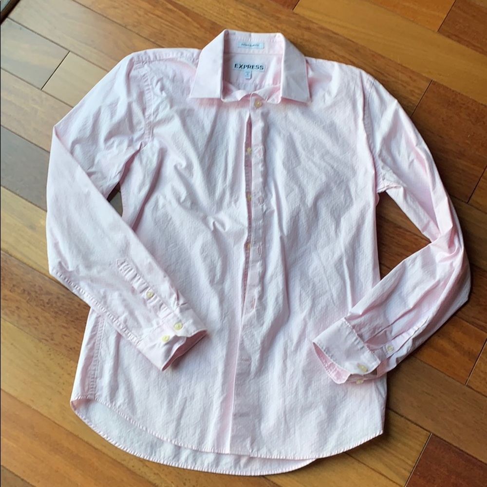 Pink and white Express button down shirt